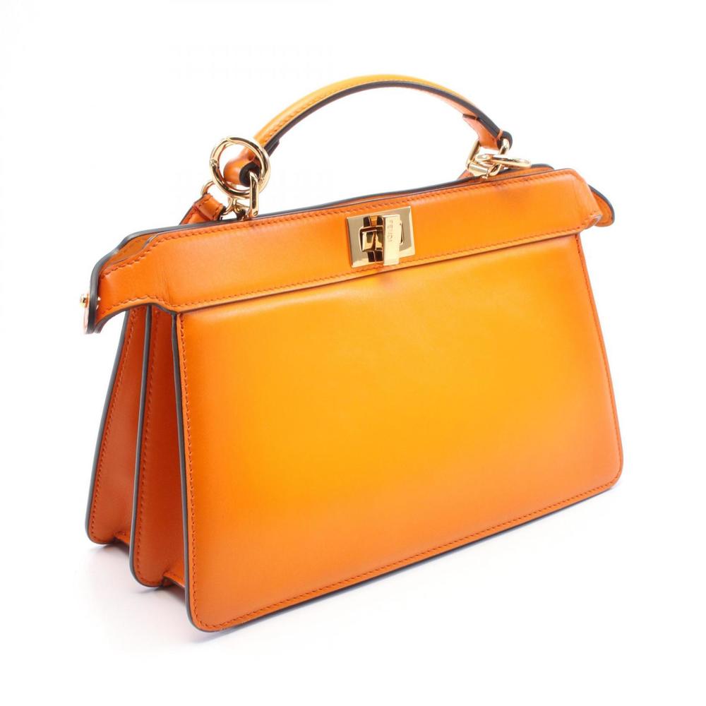 Fendi Orange Peekaboo Leather West Handbag Isee East